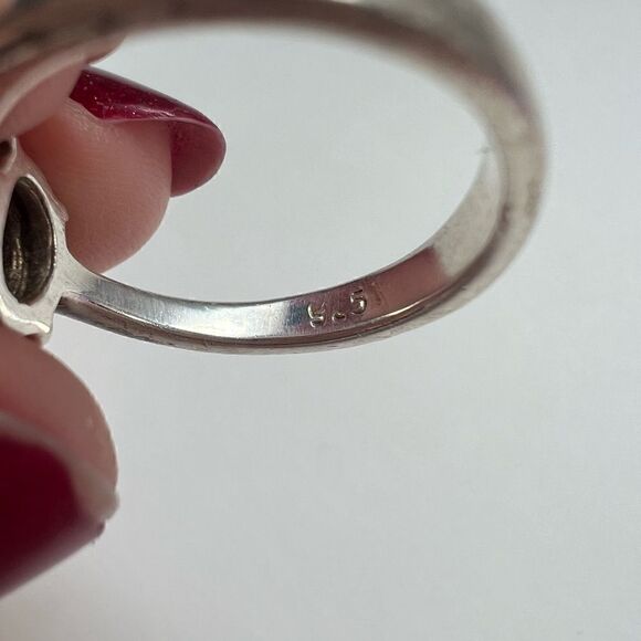 925 Silver ring with Center stone - 7.5 - Picture 4 of 5